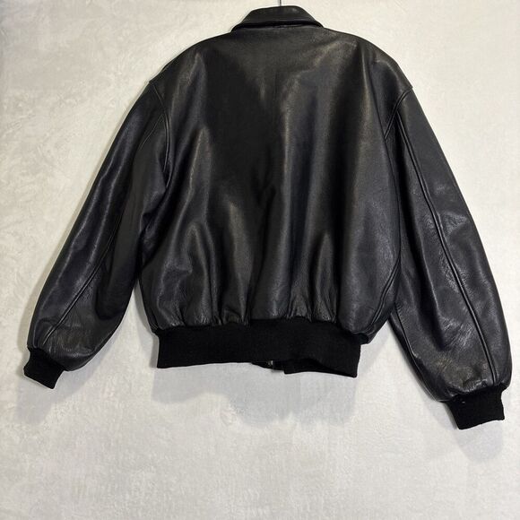 US Wings Men’s Black Leather Bomber Flight Jacket Size XXL - Picture 7 of 16